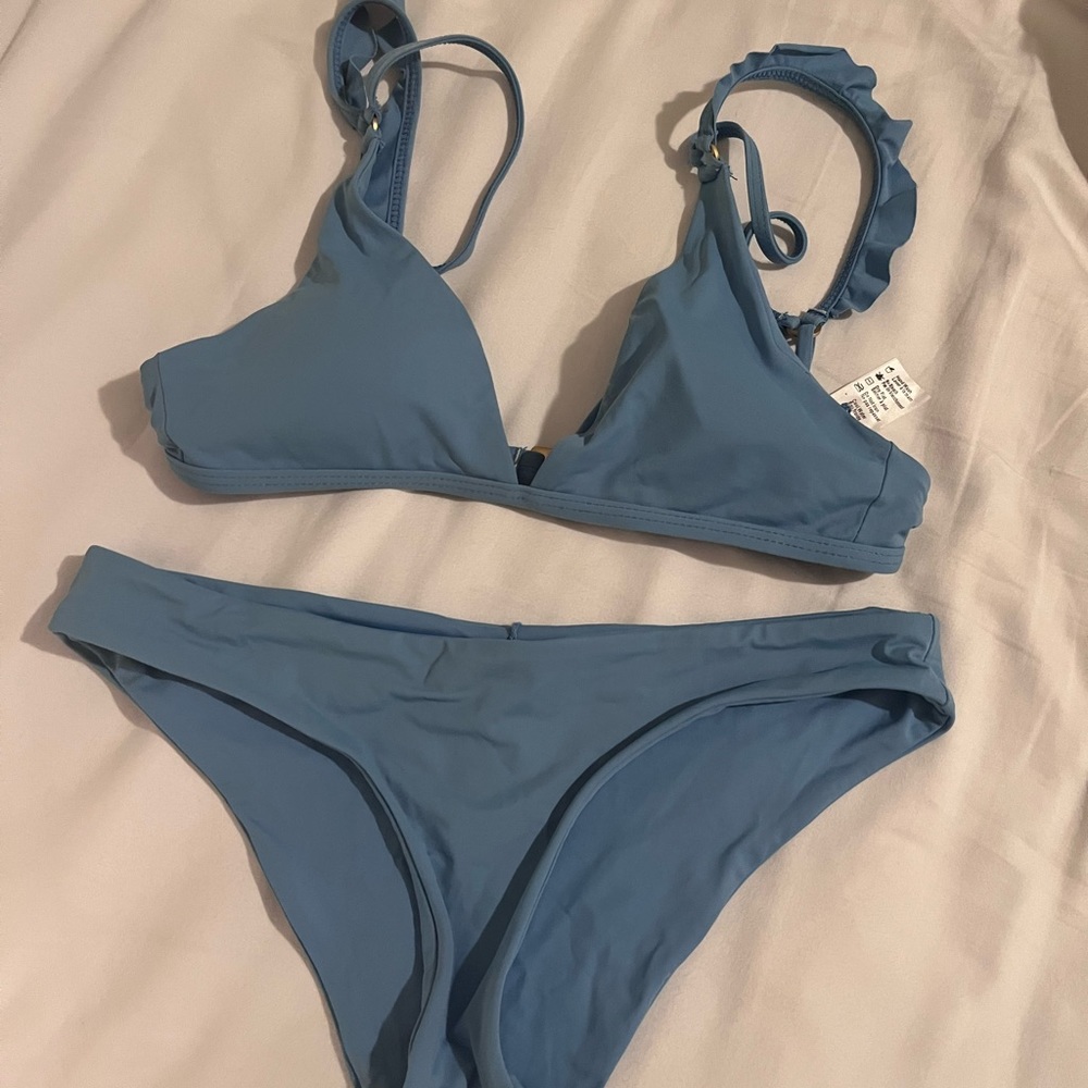 L*Space Dusty Blue Ruffle Bikini